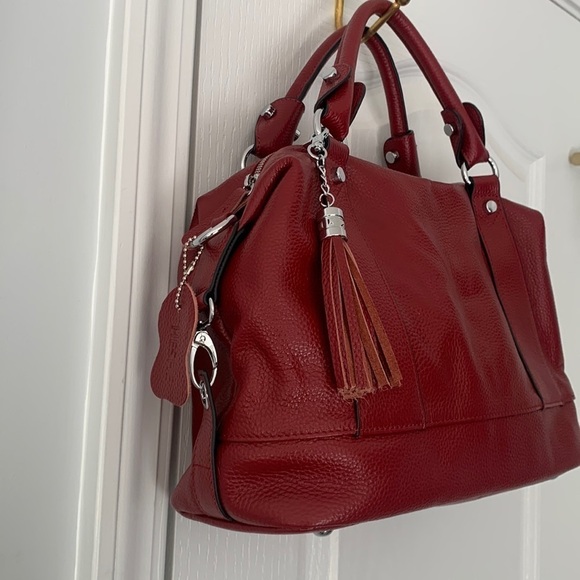 Heshe‎ red leather satchel bag - Picture 2 of 15